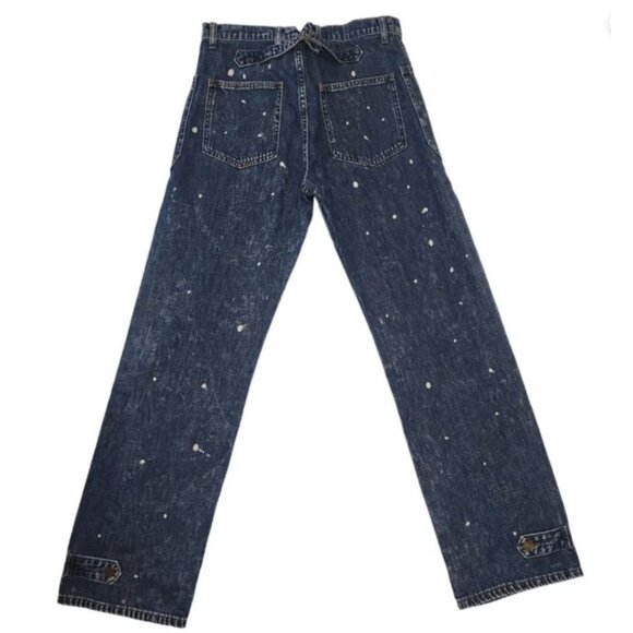 Free People x Sandrine Rose The Virgin Label Polka Blue Jeans Size 26 NWT - Picture 2 of 3